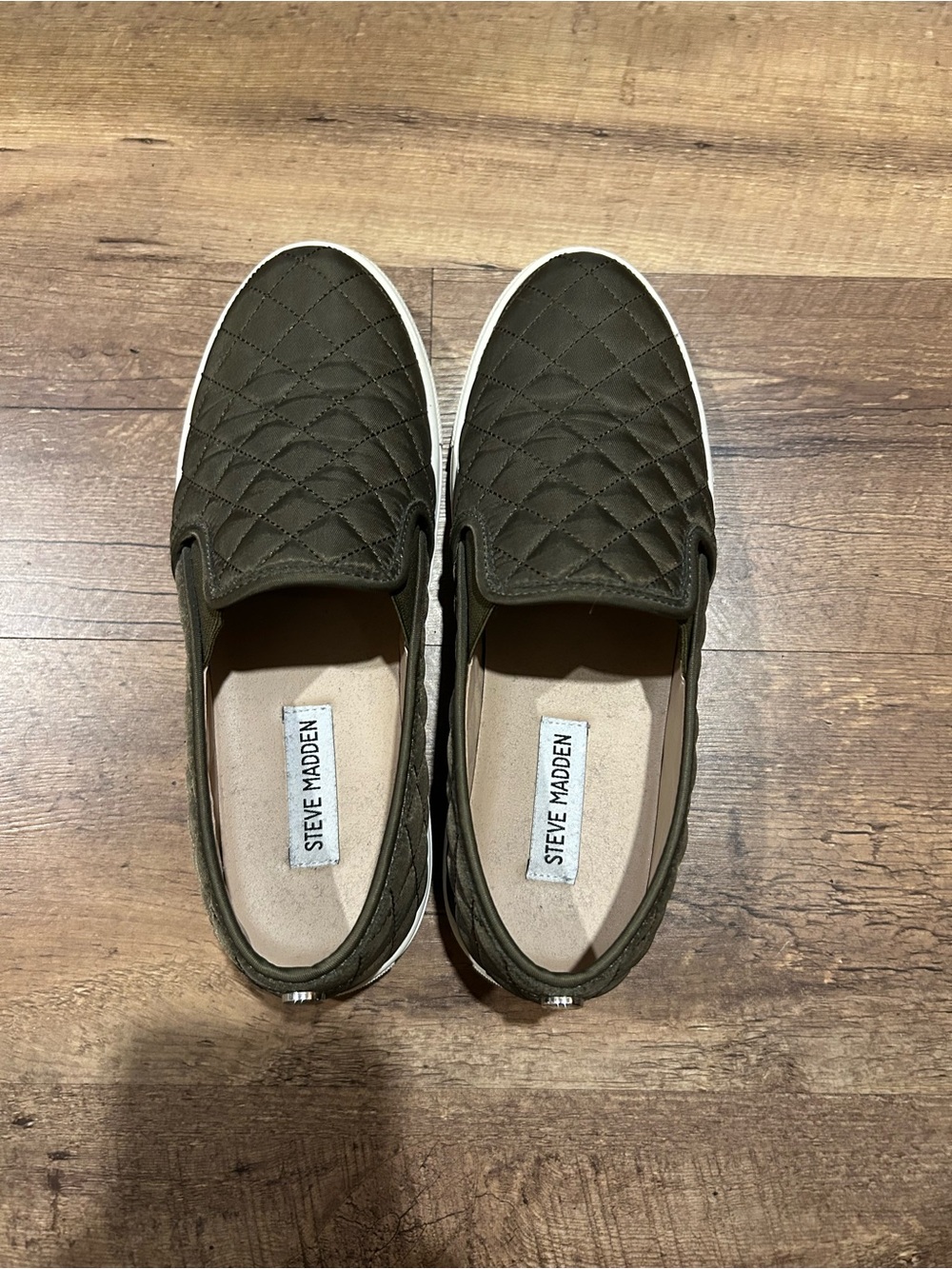 Steve Madden Quilted Olive Slip-On Sneakers